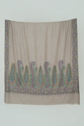 Sozni Nishar Palledar Hand Embroidered Oversize Pashmina Shawl Ash