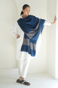 Kashmir Loom Sozni Rishma Palledar Hand Embroidered Pashmina Shawl Midnight