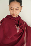 Kashmir Loom Sozni Jamila Hashiya Corner Buti Hand Embroidered Pashmina Shawl Rosso