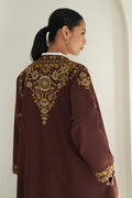 Kashmir Loom Poshmaal Hand Embroidered Wool Choga Brown