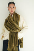 Kashmir Loom Sozni Gulsheeda Khatrast Hand Embroidered Pashmina Shawl Fern