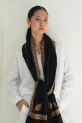 Kashmir Loom Sozni Gohar Neemdor Koundar Hand Embroidered Pashmina Large Shawl Black