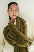 Kashmir Loom Sozni Gulsheeda Khatrast Hand Embroidered Pashmina Shawl Fern