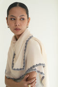 Kashmir Loom Sozni Baildar Hand Embroidered Pashmina Neck Scarf Ivory