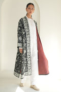 Nouran Hand Embroidered Wool Choga Black