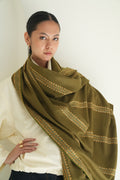 Kashmir Loom Sozni Gulsheeda Khatrast Hand Embroidered Pashmina Shawl Fern