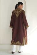 Kashmir Loom Poshmaal Hand Embroidered Wool Choga Brown