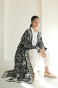 Nouran Hand Embroidered Wool Choga Black