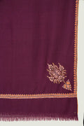 Kashmir Loom Sozni Bail Corner Buta Hand Embroidered Pashmina Stole Plum