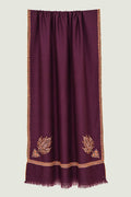Kashmir Loom Sozni Bail Corner Buta Hand Embroidered Pashmina Stole Plum