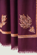 Kashmir Loom Sozni Bail Corner Buta Hand Embroidered Pashmina Stole Plum