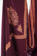 Kashmir Loom Sozni Bail Corner Buta Hand Embroidered Pashmina Stole Plum