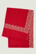 Kashmir Loom Rida Jaali Baildar Hand Embroidered Pashmina Stole Carmine