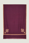 Kashmir Loom Sozni Bail Corner Buta Hand Embroidered Pashmina Stole Plum