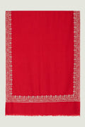 Kashmir Loom Rida Jaali Baildar Hand Embroidered Pashmina Stole Carmine