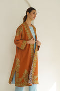 Corner Buta Hand Embroidered Wool Choga Cognac
