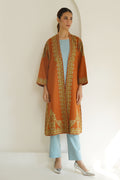 Corner Buta Hand Embroidered Wool Choga Cognac