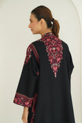 Long Buta Hand Embroidered Wool Choga Black