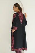 Long Buta Hand Embroidered Wool Choga Black