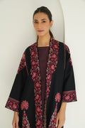 Long Buta Hand Embroidered Wool Choga Black