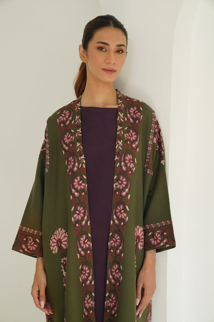 Long Buta Hand Embroidered Wool Choga Bosco