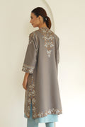 Long Buta Hand Embroidered Wool Choga Mink