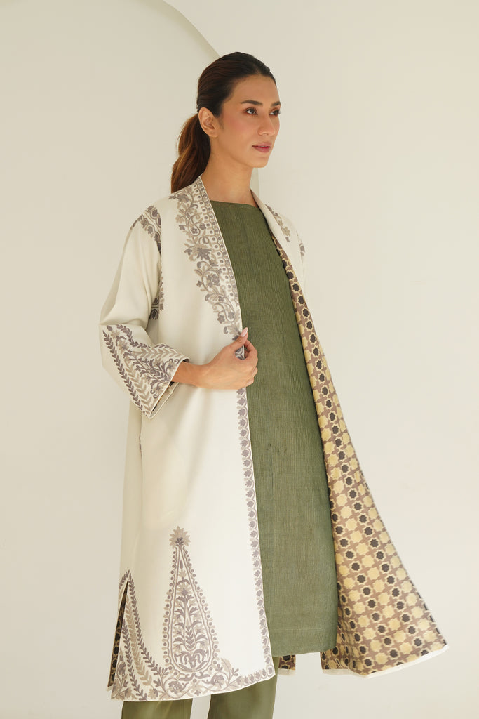 FLORAL CREAM: IVORY PINTUCK CHOGA main image 0