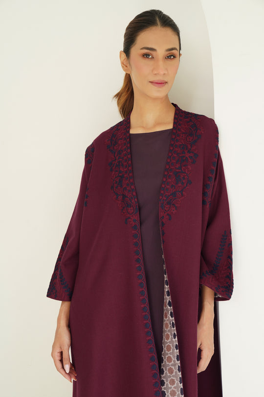 Mehrin Hand Embroidered Wool Choga Port