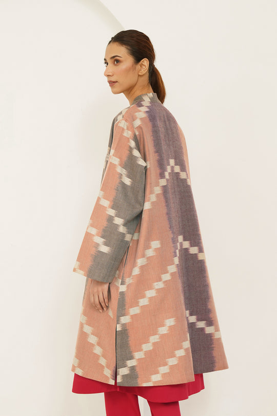 Ikat Diamond Cashmere Coat Earthen