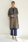 Ikat Khatrast Cashmere Coat Aegean Grizzly