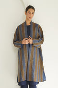 Ikat Khatrast Cashmere Coat Aegean Grizzly