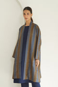 Ikat Khatrast Cashmere Coat Aegean Grizzly