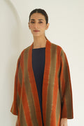 Ikat Khatrast Cashmere Coat Lacquered Grizzly