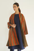 Ikat Khatrast Cashmere Coat Lacquered Grizzly