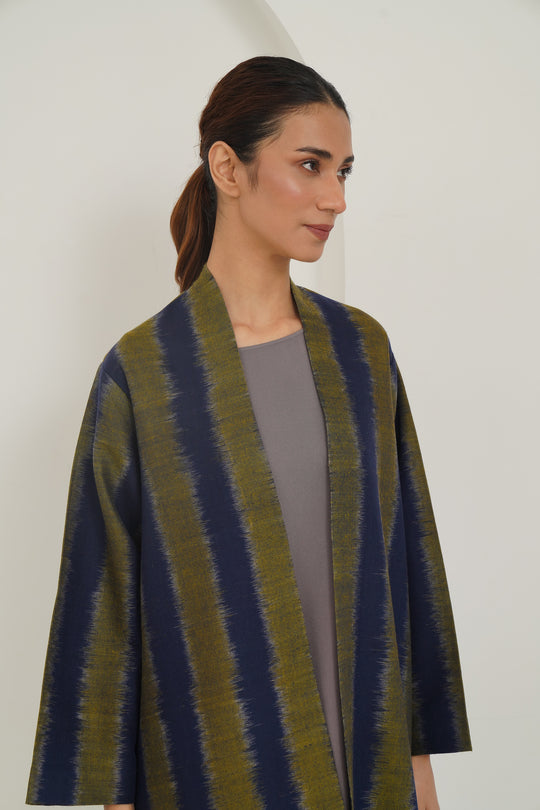 Ikat Khatrast Cashmere Coat Stem Moonless