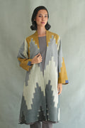 Kashmir Loom Ikat Nodira Chevron Cashmere Coat Harbor