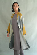 Kashmir Loom Ikat Nodira Chevron Cashmere Coat Harbor
