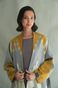 Kashmir Loom Ikat Nodira Chevron Cashmere Coat Harbor