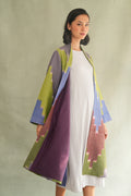 Kashmir Loom Ikat Nodira Chevron Cashmere Coat Mystic