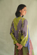Kashmir Loom Ikat Nodira Chevron Cashmere Coat Mystic