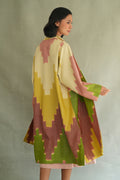 Kashmir Loom Ikat Nodira Chevron Cashmere Coat Rustic