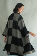 Kashmir Loom Ikat Tableau Cashmere Coat Cast Black