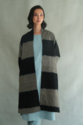 Kashmir Loom Ikat Tableau Cashmere Coat Cast Black