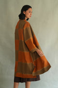 Kashmir Loom Ikat Tableau Cashmere Coat Shitake Lacquer