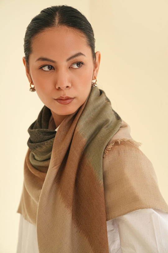 Kashmir Loom Inlay Cashmere Square Scarf 130 x 130 cms