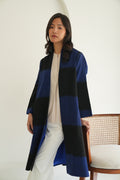 Kashmir Loom Ikat Tableau Cashmere Coat Cobalt Black