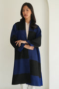 Kashmir Loom Ikat Tableau Cashmere Coat Cobalt Black