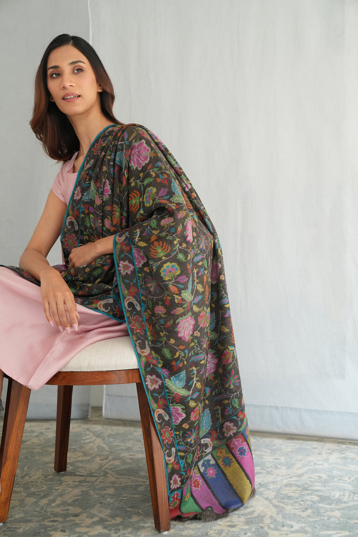 Kani Gulposh Hand Woven Pashmina Large Shawl Kawpakh