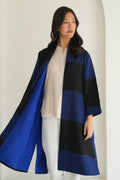Kashmir Loom Ikat Tableau Cashmere Coat Cobalt Black