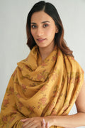 Kashmir Loom Kani Carnation Jama Hand Woven Large Pashmina Shawl Satin Gold